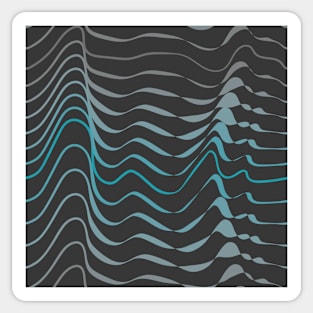 dynamic teal waves on anthracite shapelines Sticker